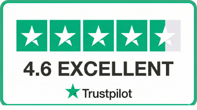 Trustpilot rating badge with 4.6 stars and 'EXCELLENT' text