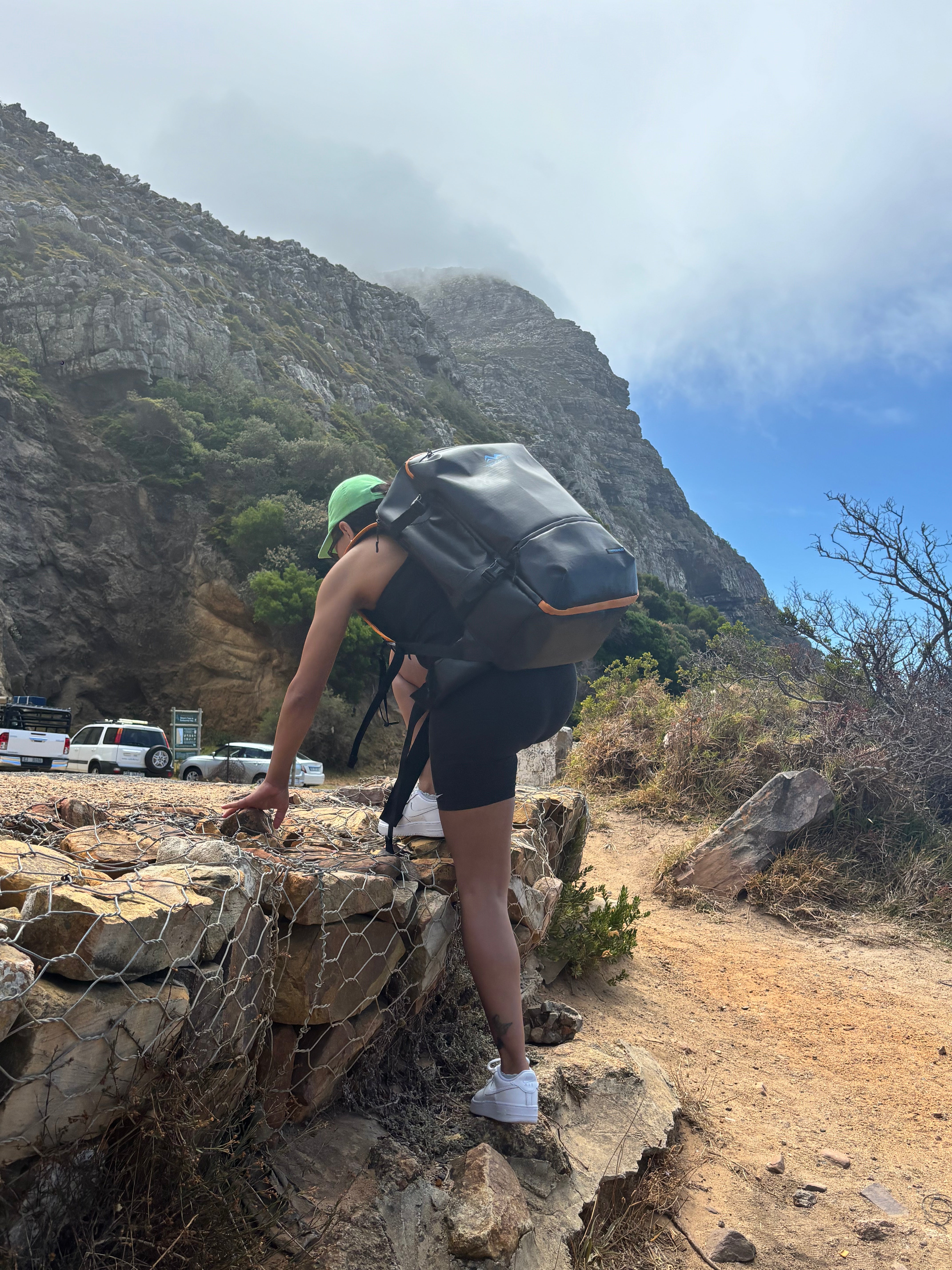TREKARIUS 35L backpack on a mountain trail in South Africa